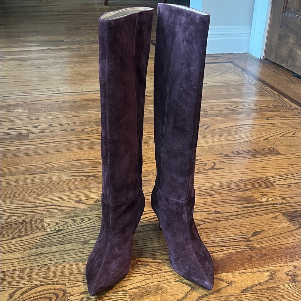 Nine West Knee-High Suede Pointed-Toe Boots - Burgundy
